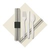 Caterwrap 8" x 4" Pre-rolled Black Dinner Napkins and EarthWise Cutlery PK 100 PK 120012